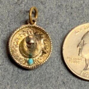 Mexican Sombrero Pendant Charm Silver Gold Turquoise Retro BoHo Vintage Souvenir